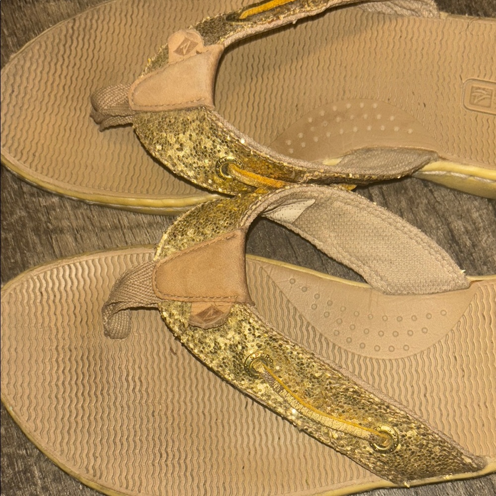 Sperry Gold and Tan Flip-Flops - Picture 7 of 8